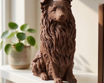 Shetland Sheepdog Realistic Seated Dog Statue thumbnail 1