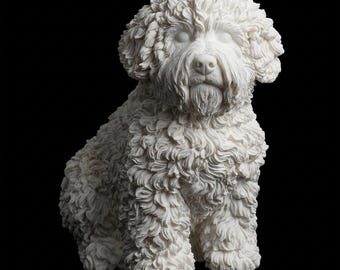 Bichon Frise Realistic Seated Dog Statue thumbnail 2