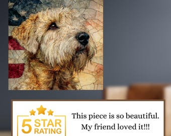 Wheaten Terrier USA Flag Patriotic Dog Ceramic Tile thumbnail 4