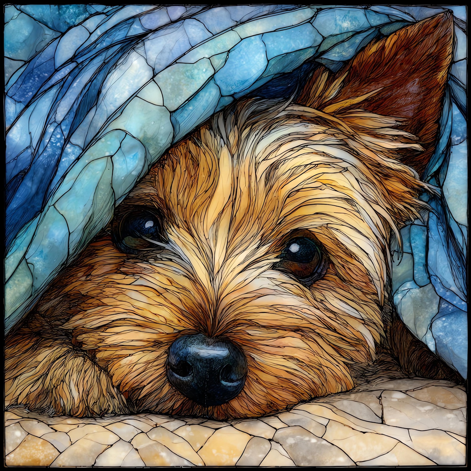 Silky Terrier Under the Blanket Ceramic Tile