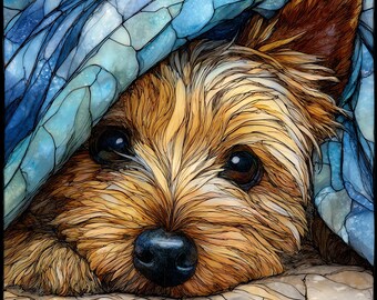 Silky Terrier Under the Blanket Ceramic Tile thumbnail 1