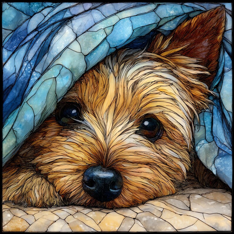 Silky Terrier Under the Blanket Ceramic Tile