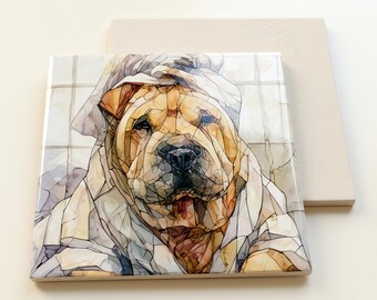 Shar Pei Spa Dog Ceramic Tile thumbnail 3