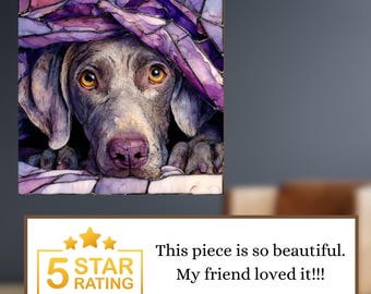 Weimaraner Under the Blanket Ceramic Tile thumbnail 3