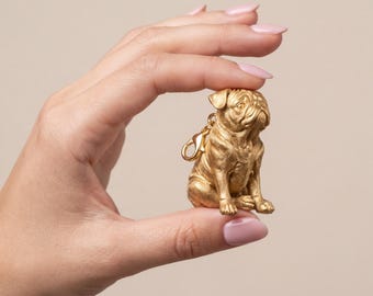 Pug Gold Dog Sculpture Bag Charm thumbnail 4