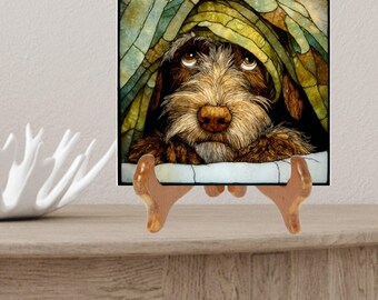 Wirehaired Pointing Griffon Under the Blanket Ceramic Tile thumbnail 2