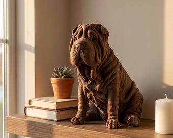Shar Pei Realistic Seated Dog Statue thumbnail 4