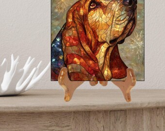 Basset Hound USA Flag Patriotic Dog Ceramic Tile thumbnail 2