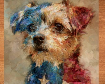 Shorkie USA Flag Patriotic Dog Ceramic Tile thumbnail 1