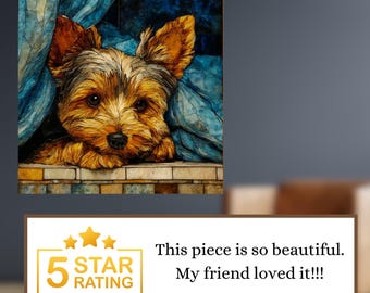 Yorkshire Terrier Under the Blanket Ceramic Tile thumbnail 3