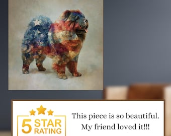 Chow Chow USA Flag Patriotic Dog Ceramic Tile thumbnail 4