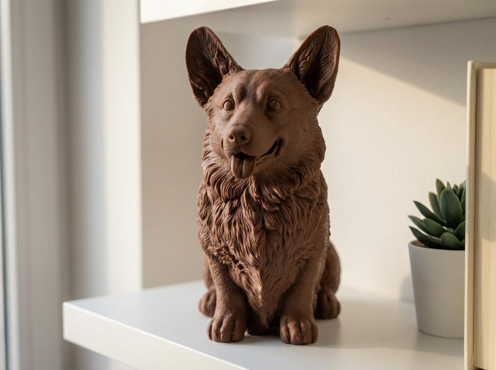 Pembroke Welsh Corgi Realistic Seated Dog Statue