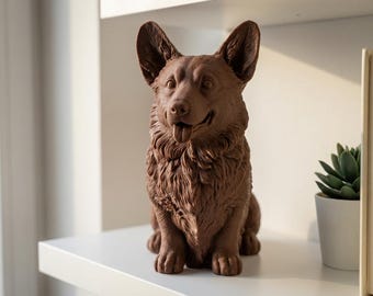 Pembroke Welsh Corgi Realistic Seated Dog Statue thumbnail 1