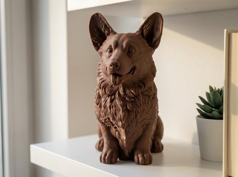 Pembroke Welsh Corgi Realistic Seated Dog Statue