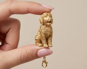 Sheepadoodle Gold Dog Sculpture Bag Charm thumbnail 4