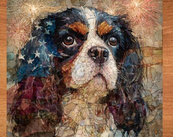 English Toy Spaniel USA Flag Patriotic Dog Ceramic Tile thumbnail 1
