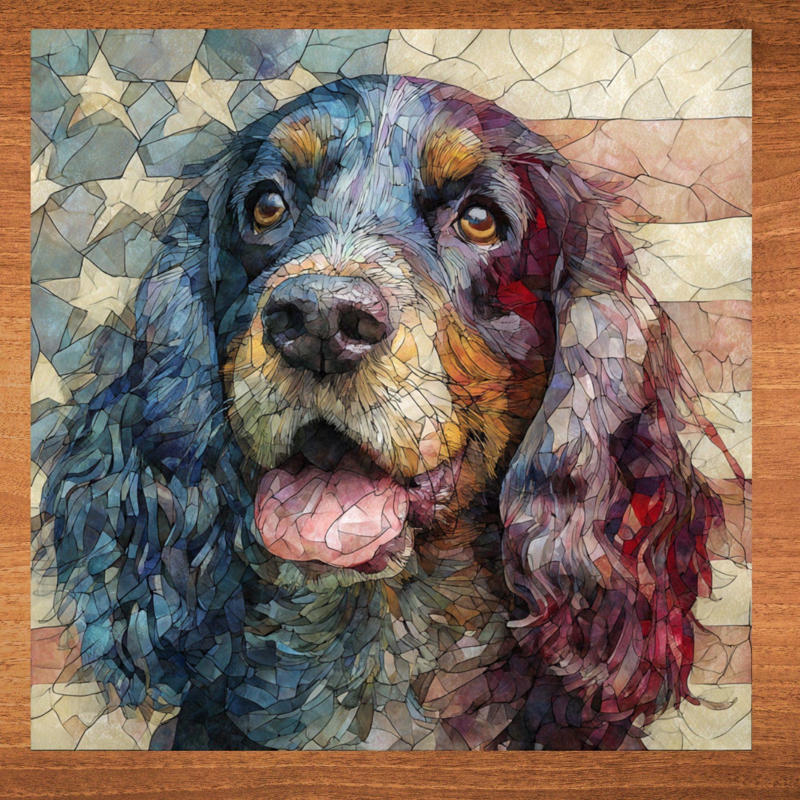 Cocker Spaniel USA Flag Patriotic Dog Ceramic Tile