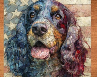 Cocker Spaniel USA Flag Patriotic Dog Ceramic Tile thumbnail 1
