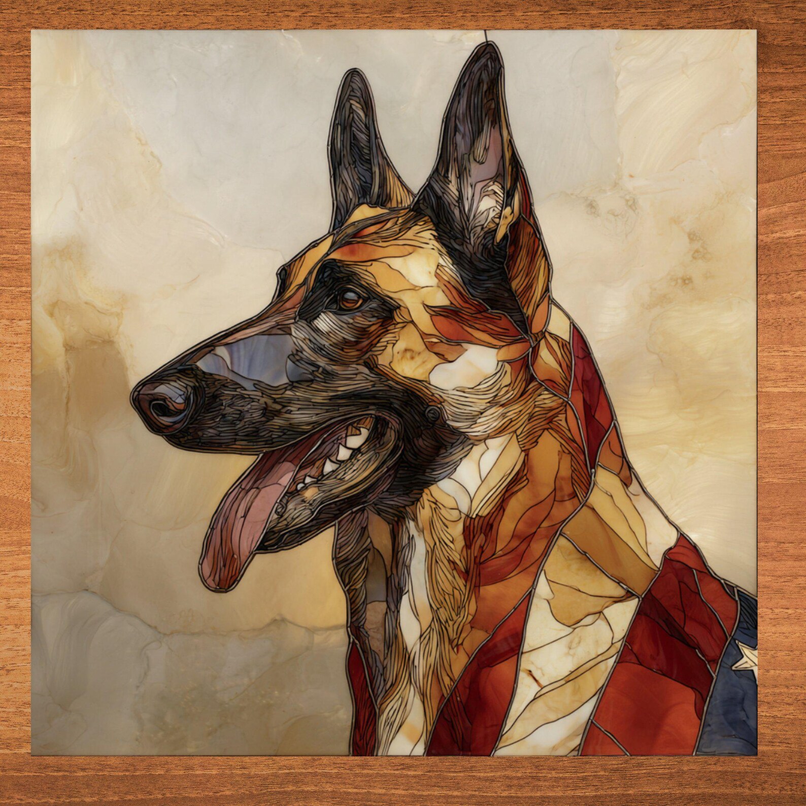 Belgian Malinois USA Flag Patriotic Dog Ceramic Tile