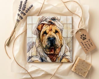 Shar Pei Spa Dog Ceramic Tile thumbnail 2