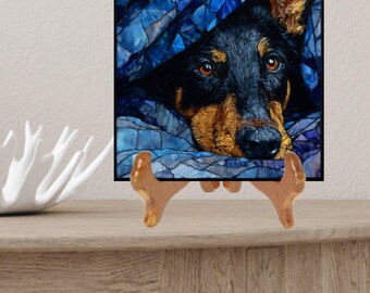 Beauceron Under the Blanket Ceramic Tile thumbnail 2