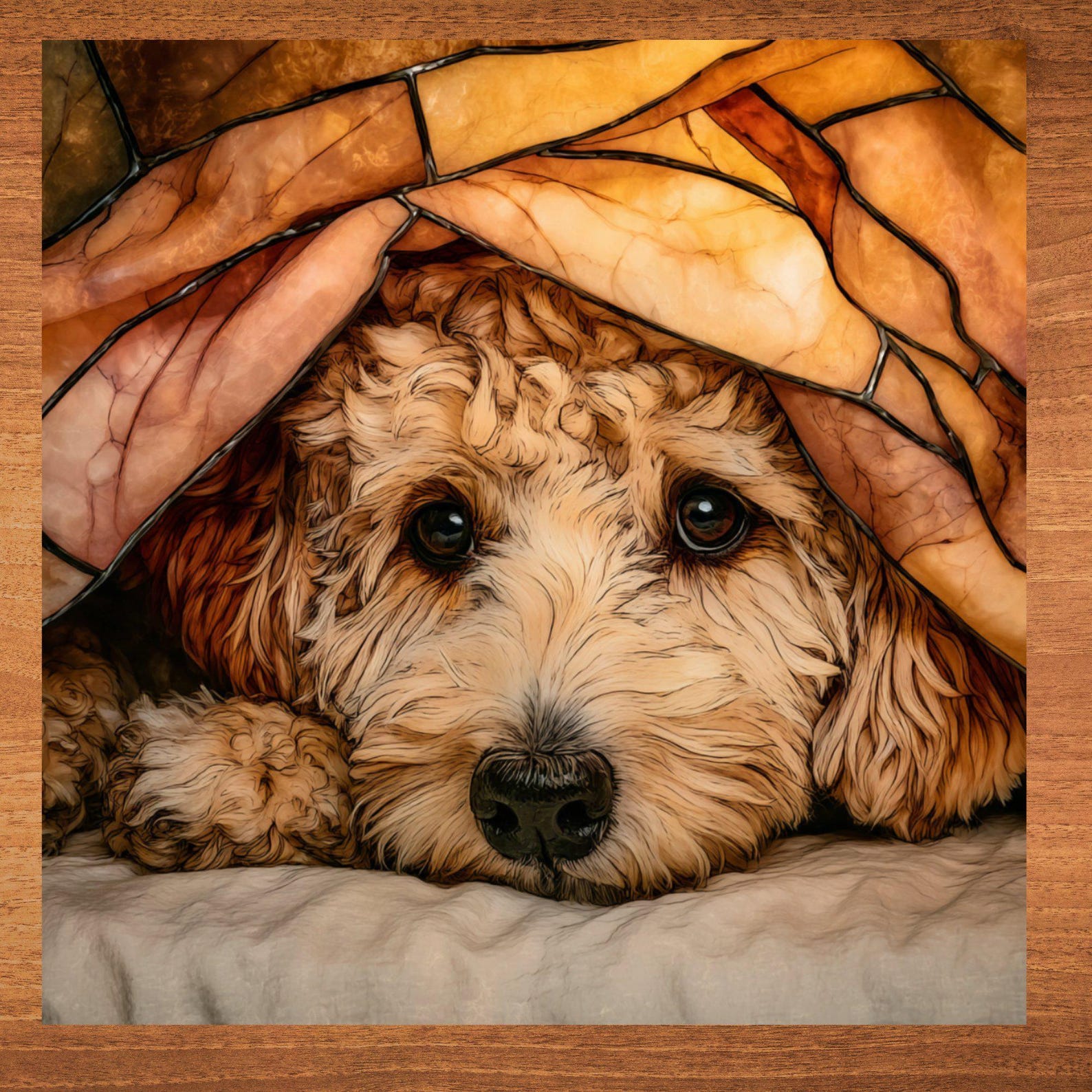 Cockapoo Under the Blanket Ceramic Tile