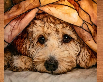 Cockapoo Under the Blanket Ceramic Tile thumbnail 1