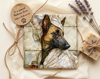 Belgian Malinois Spa Dog Ceramic Tile thumbnail 2