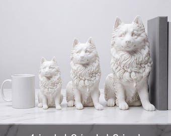 Pomsky Realistic Seated Dog Statue thumbnail 3