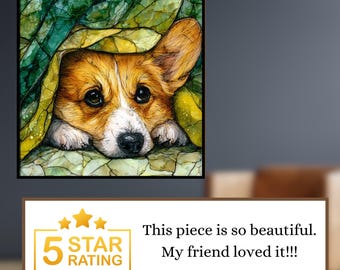 Pembroke Welsh Corgi Under the Blanket Ceramic Tile thumbnail 3