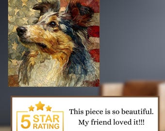 Shetland Sheepdog USA Flag Patriotic Dog Ceramic Tile thumbnail 4