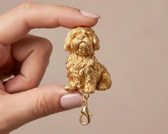 Shih Tzu Gold Dog Sculpture Bag Charm thumbnail 4