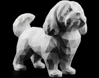 Cavachon Low-Poly Geometric Dog Statue thumbnail 2