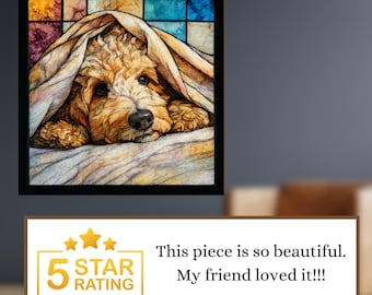 Goldendoodle Under the Blanket Ceramic Tile thumbnail 3