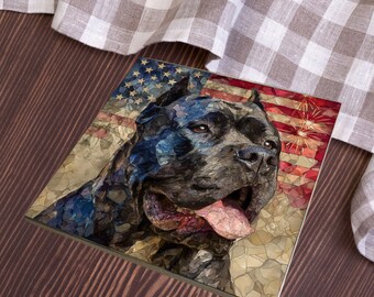 Cane Corso USA Flag Patriotic Dog Ceramic Tile thumbnail 3