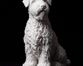 Wheaten Terrier Realistic Seated Dog Statue thumbnail 2