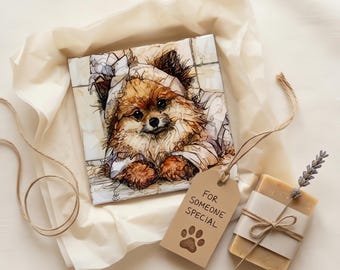 Pomeranian Spa Dog Ceramic Tile thumbnail 2