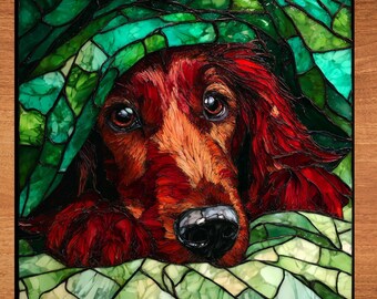 Irish Setter Under the Blanket Ceramic Tile thumbnail 1