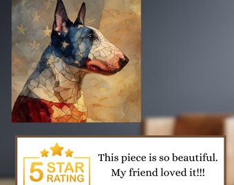 Bull Terrier USA Flag Patriotic Dog Ceramic Tile thumbnail 4