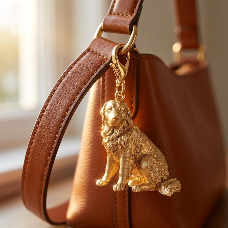 Great Pyrenees Gold Dog Sculpture Bag Charm