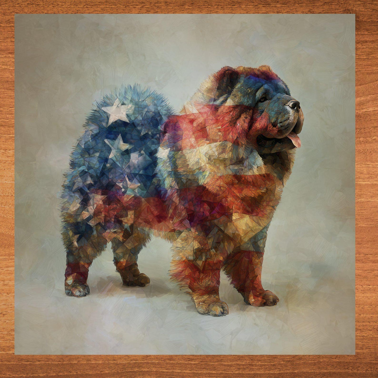 Chow Chow USA Flag Patriotic Dog Ceramic Tile