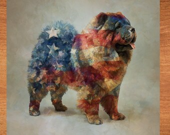 Chow Chow USA Flag Patriotic Dog Ceramic Tile thumbnail 1