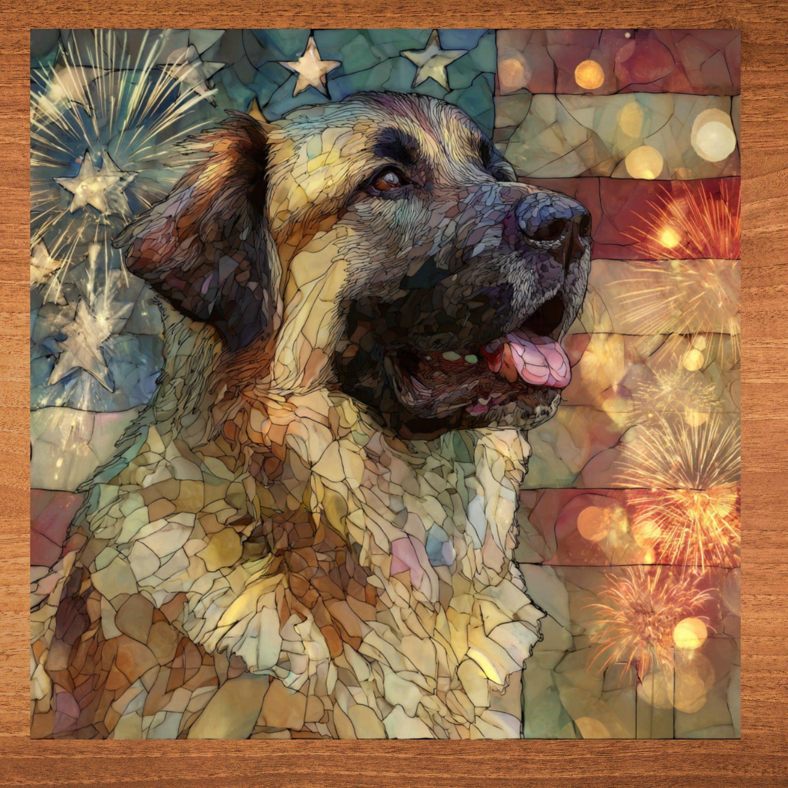 Anatolian Shepherd USA Flag Patriotic Dog Ceramic Tile