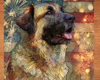 Anatolian Shepherd USA Flag Patriotic Dog Ceramic Tile thumbnail 1