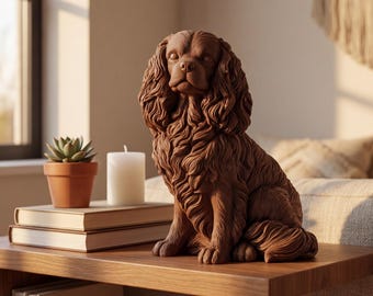 Cavalier King Charles Spaniel Realistic Seated Dog Statue thumbnail 4