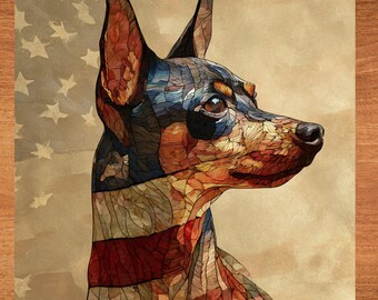 Miniature Pinscher USA Flag Patriotic Dog Ceramic Tile thumbnail 1
