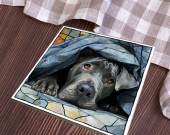 Cane Corso Under the Blanket Ceramic Tile thumbnail 4