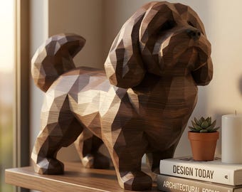 Cavachon Low-Poly Geometric Dog Statue thumbnail 4