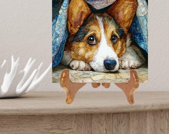 Silky Terrier Under the Blanket Ceramic Tile thumbnail 2