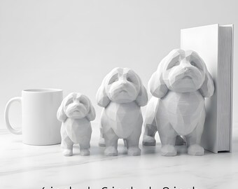 Cavachon Low-Poly Geometric Dog Statue thumbnail 3